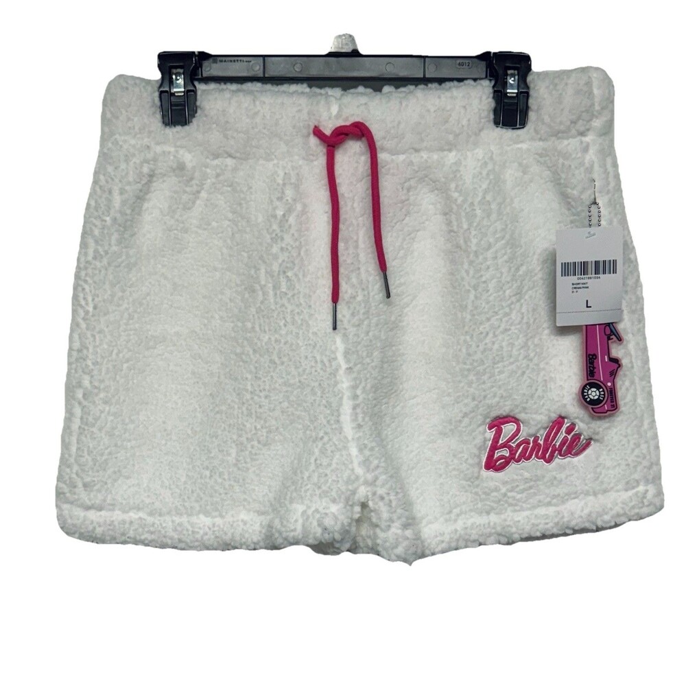 Barbie Forever 21 Fluffy Cream / Pink Shorts New w Tag & Barbie Car Rubber Tag L